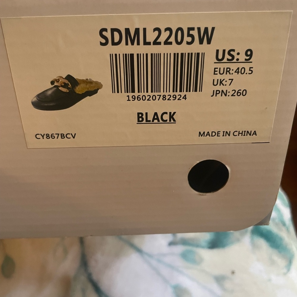 Black Slide Sandals with Gold Chain